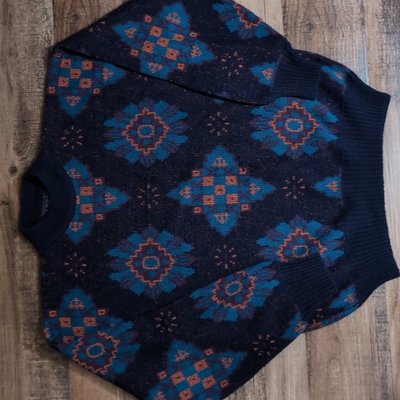 Vintage Warren Scott Wool Blend Crewneck Old Man Sweater Size Large Patterned - Picture 1 of 10